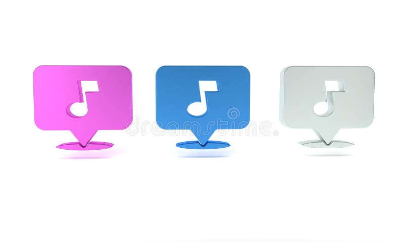 Icona colorata del tono della nota musicale isolata in fondo bianco. concetto di minimalismo illustrazione 3d rendering illustrazione di stock