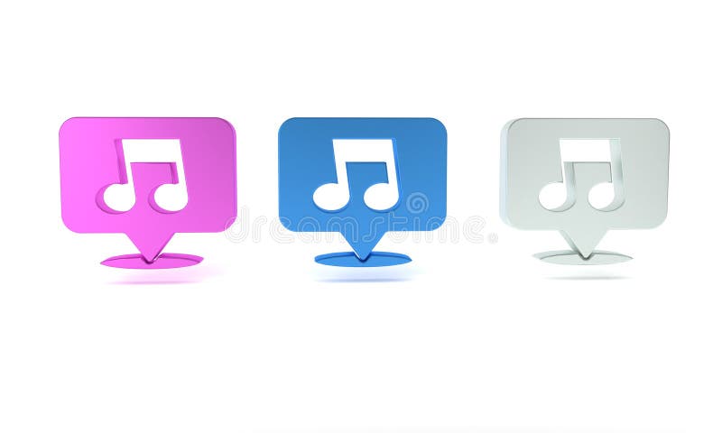 Icona colorata del tono della nota musicale isolata in fondo bianco. concetto di minimalismo illustrazione 3d rendering illustrazione vettoriale