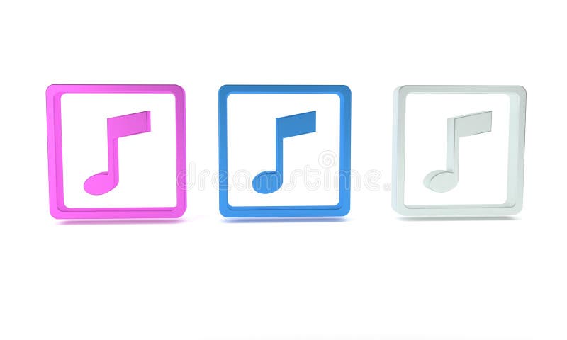 Icona colorata del tono della nota musicale isolata in fondo bianco. concetto di minimalismo illustrazione 3d rendering royalty illustrazione gratis