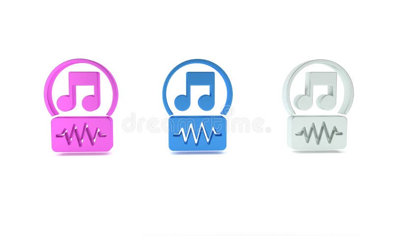 Icona colorata del tono della nota musicale isolata in fondo bianco. concetto di minimalismo illustrazione 3d rendering illustrazione vettoriale