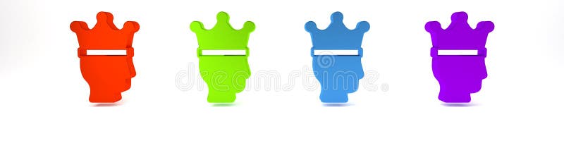 Icona colorata della corona reale isolata su fondo bianco. concetto di minimalismo illustrazione 3d rendering royalty illustrazione gratis