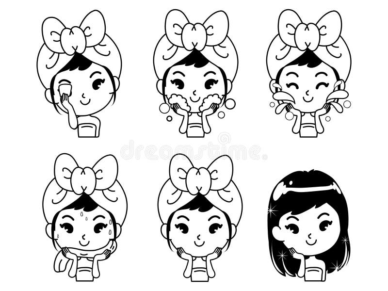 Icona come pulire fronte la ragazza illustrazione di stock Icona come pulire fronte la ragazza illustrazione di stock