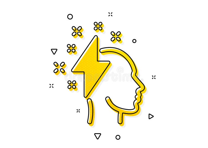 Icona creativa di brainstorming. testa umana con segnale di fulmine. vettore illustrazione di stock