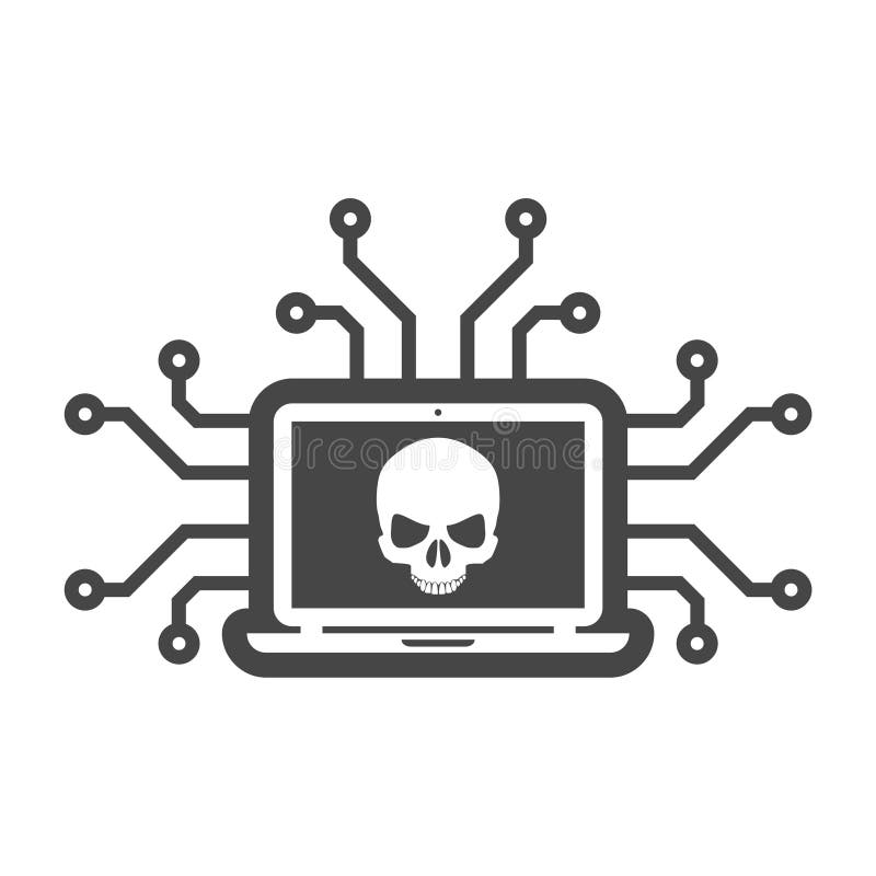 Icona cyber di attacco, icona del pirata informatico, crimine cyber o minacce illustrazione di stock Icona cyber di attacco, icona del pirata informatico, crimine cyber o minacce illustrazione di stock