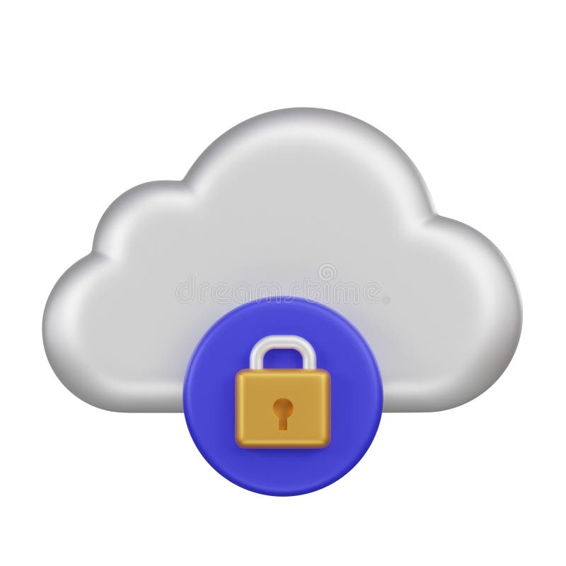 Icona 3d blocco cloud privato royalty illustrazione gratis