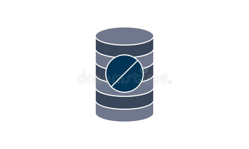 Icona dati negata Database bloccato, impostazione predefinita, annullamento database Rifiuta o annulla concetto L'illustrazione v illustrazione di stock