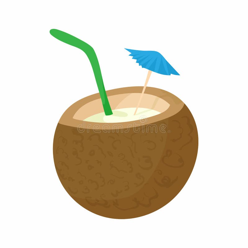 Icona del cocktail della noce di cocco, stile del fumetto royalty illustrazione gratis Icona del cocktail della noce di cocco, stile del fumetto royalty illustrazione gratis