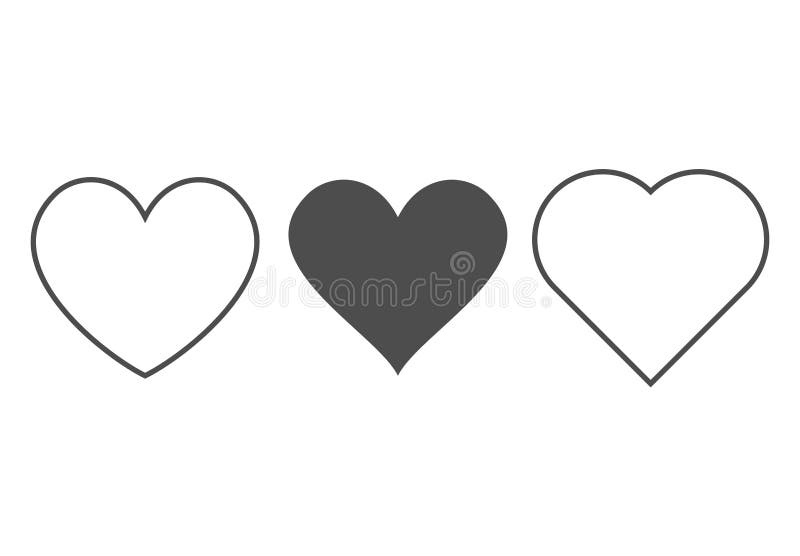 Icona del cuore Segni di vettore di amore del profilo isolati su un fondo Linea arte grafica nera grigia di forma per nozze roman illustrazione di stock