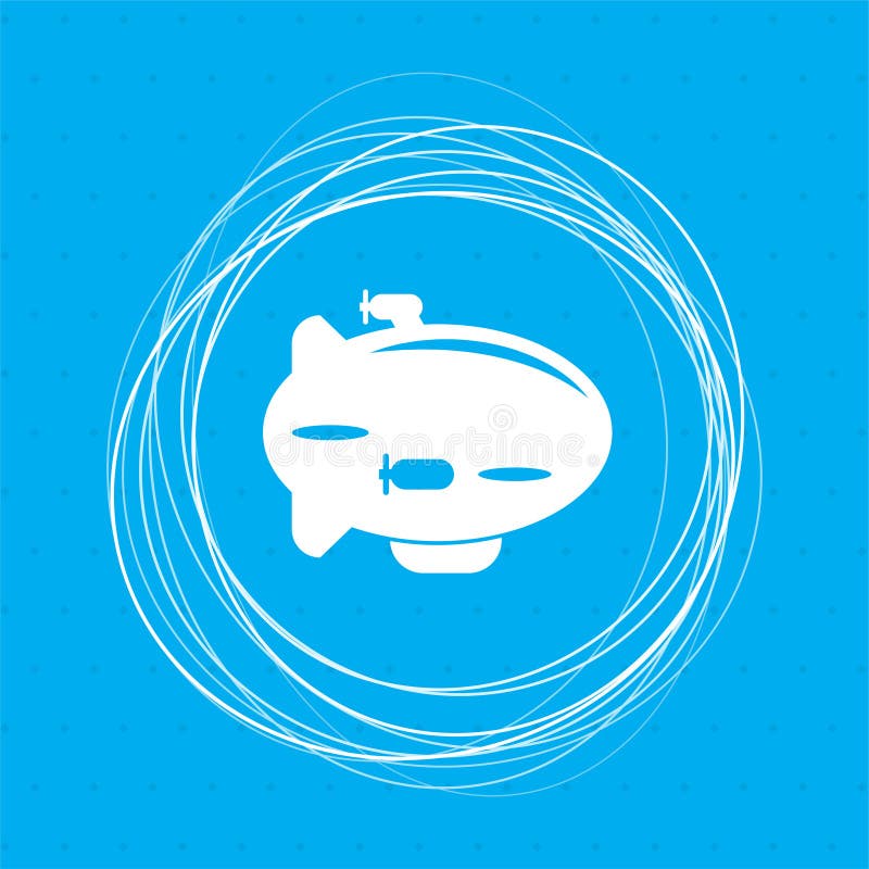 Icona del dirigibile su un fondo blu con i cerchi astratti intorno ed il posto per il vostro testo royalty illustrazione gratis Icona del dirigibile su un fondo blu con i cerchi astratti intorno ed il posto per il vostro testo royalty illustrazione gratis