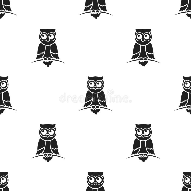 Icona del gufo nello stile nero isolata su fondo bianco Illustrazione di vettore delle azione del modello degli animali illustrazione di stock Icona del gufo nello stile nero isolata su fondo bianco Illustrazione di vettore delle azione del modello degli animali illustrazione di stock