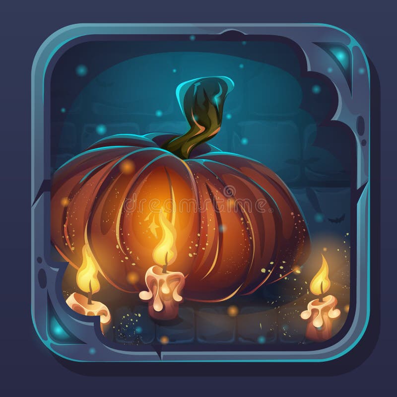 Icona del GUI di battaglia del mostro - zucca e candele royalty illustrazione gratis Icona del GUI di battaglia del mostro - zucca e candele royalty illustrazione gratis