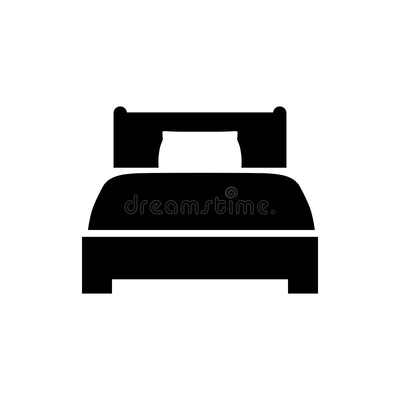 Icona del letto nello stile piano Simbolo dell'hotel