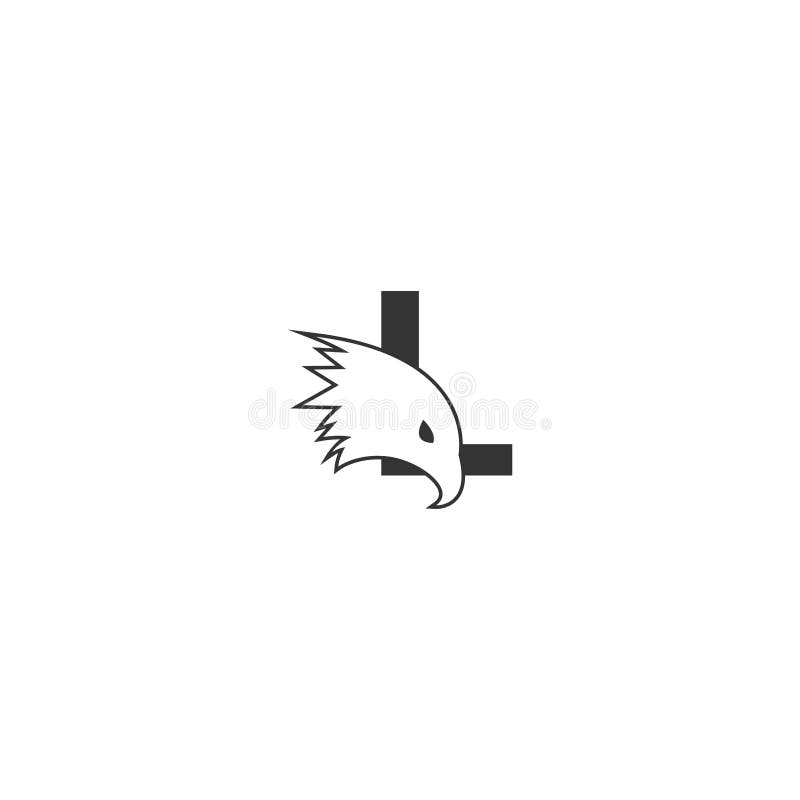 Icona del logo lettera l con il simbolo della struttura della testina del falco