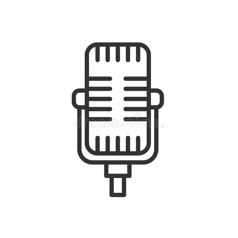 Icona del microfono in streaming nella progettazione della linea. podcast audio in streaming audio registrazione broadcast vocale illustrazione vettoriale