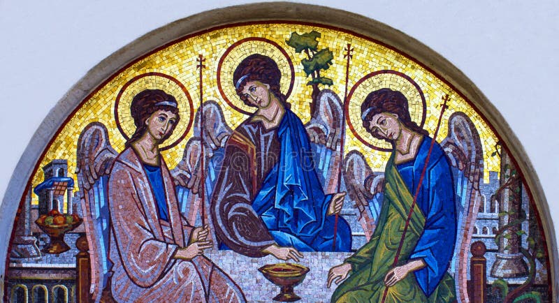 Icona del mosaico di trinità santa in chiesa ortodossa, Budua, Montenegr