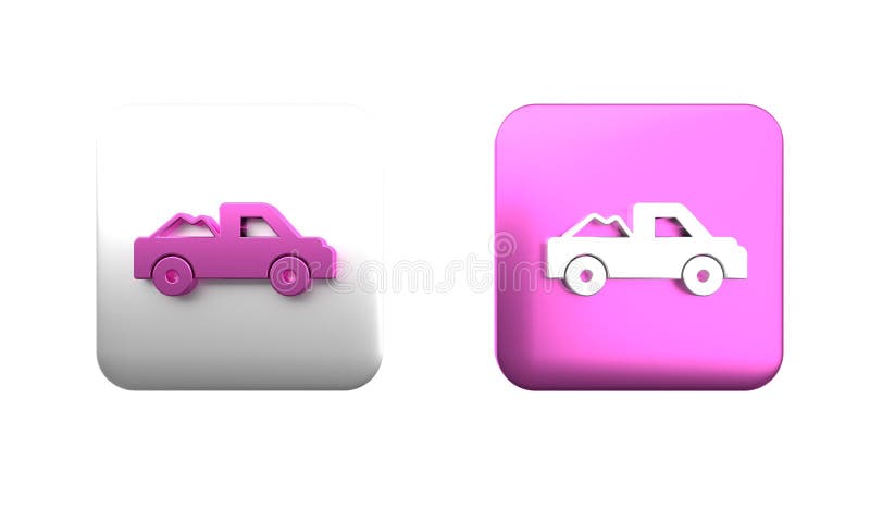 Icona del pickup isolata su fondo bianco. pulsante quadrato 3d disegno royalty illustrazione gratis