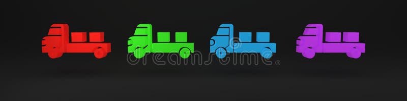 Icona del pickup isolata su fondo nero. concetto di minimalismo illustrazione 3d rendering illustrazione vettoriale