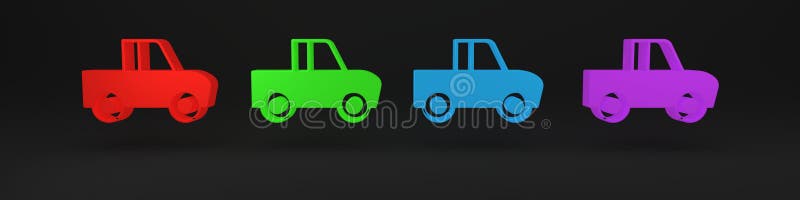 Icona del pickup isolata su fondo nero. concetto di minimalismo illustrazione 3d rendering illustrazione vettoriale