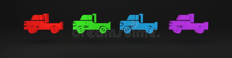 Icona del pickup isolata su fondo nero. concetto di minimalismo illustrazione 3d rendering illustrazione vettoriale