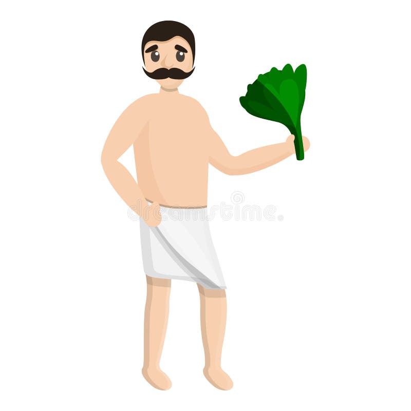 Icona del ramo di verde dell'asciugamano della stazione termale dell'uomo, stile del fumetto royalty illustrazione gratis Icona del ramo di verde dell'asciugamano della stazione termale dell'uomo, stile del fumetto royalty illustrazione gratis