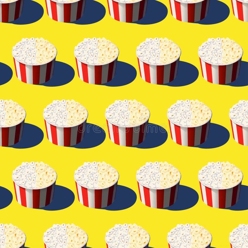 Icona del secchio di carta per popcorn delizioso. contenitore per alimenti a strisce di colore rosso e bianco senza saldatura. iso royalty illustrazione gratis