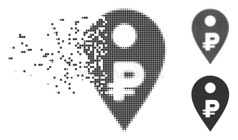 Icona del semitono del pixel dissolta indicatore della mappa della rublo royalty illustrazione gratis