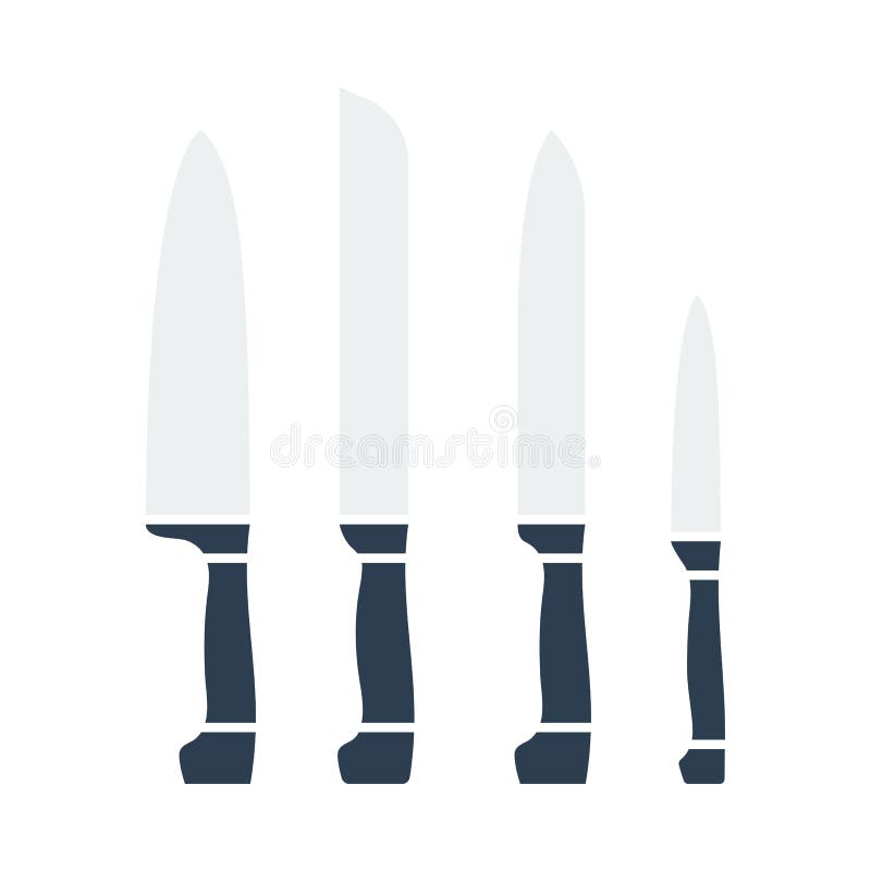 Icona del set di coltelli da cucina. design piatto. illustrazione vettoriale