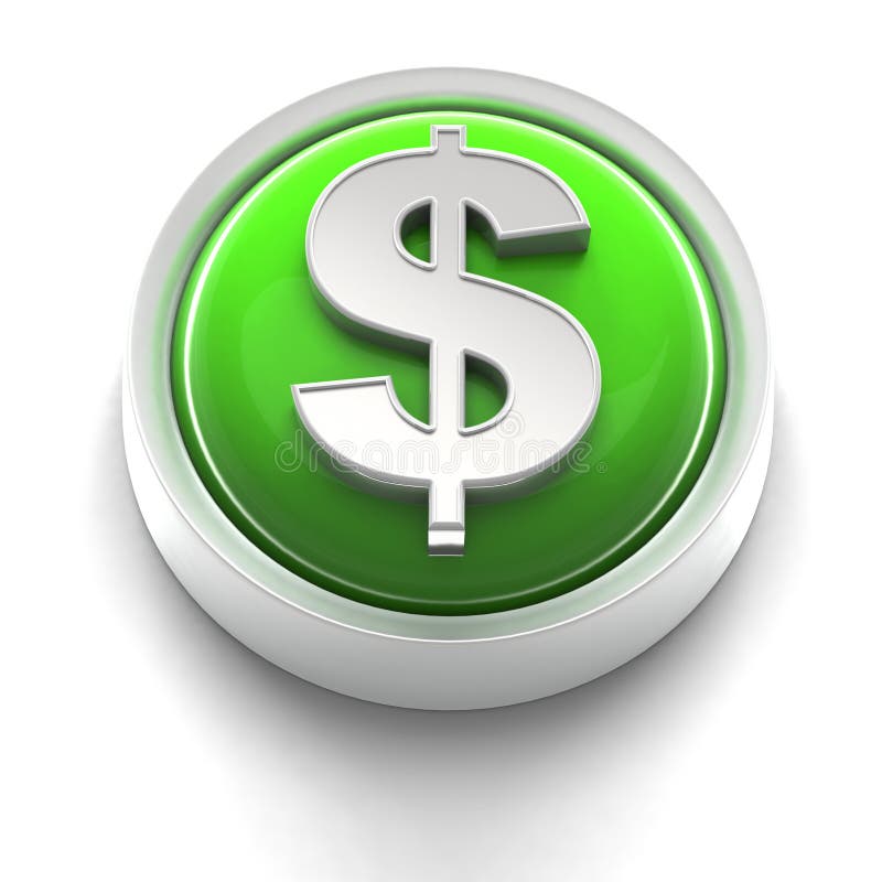 3D rendered illustration of button icon with Dollar Symbol. 3D rendered illustration of button icon with Dollar Symbol