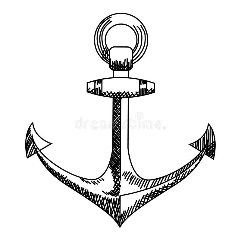 Icona dell'ancora Bianco isolato vettore nautico, nero royalty illustrazione gratis