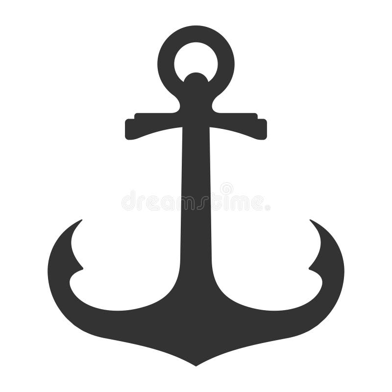 Icona dell'ancoraggio del mare, vela e simbolo marino illustrazione vettoriale