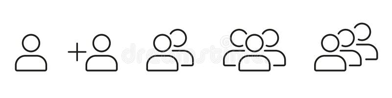 Icona dell'avatar utente aggiunta di un nuovo simbolo di profilo dell'icona della riga utente simbolo della comunità di utenti. Si illustrazione di stock