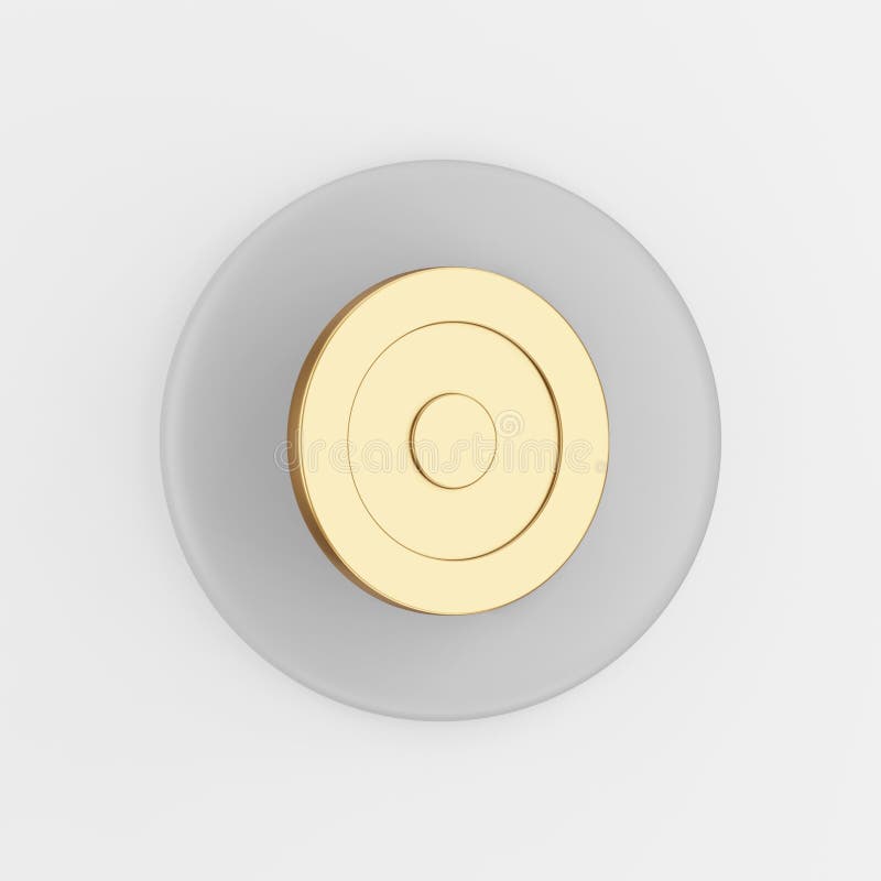 Icona dell'obiettivo d'oro 3d rendering arrotondato tasto grigio interfaccia dell'elemento ui ux royalty illustrazione gratis