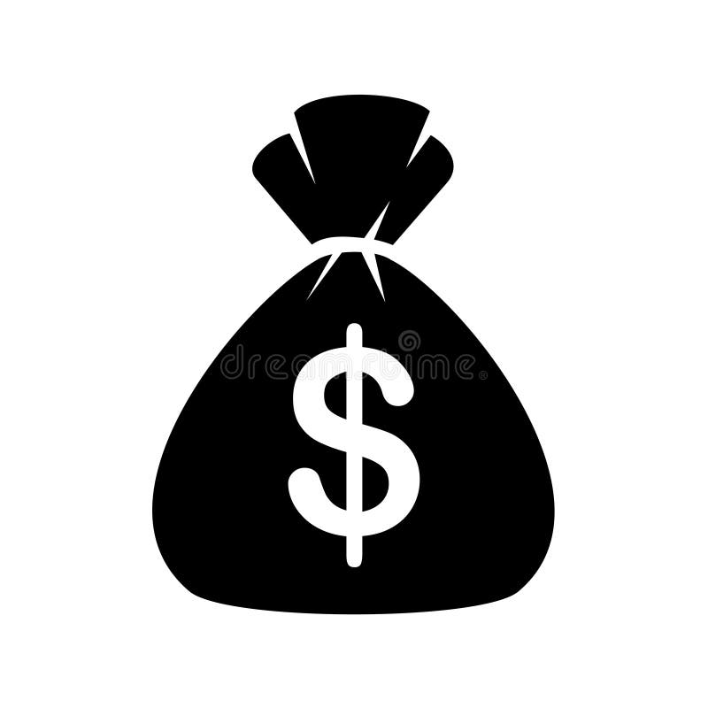 Icona della borsa dei soldi su fondo bianco Vettore