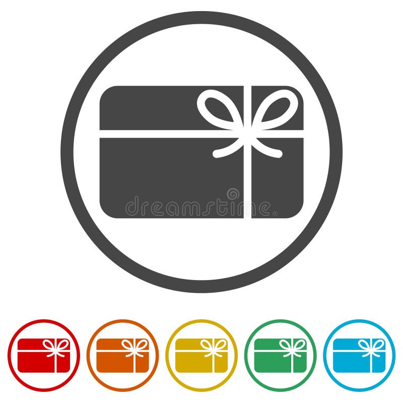 Icona della carta di regalo di acquisto, icona della carta di regalo, 6 colori inclusi illustrazione di stock Icona della carta di regalo di acquisto, icona della carta di regalo, 6 colori inclusi illustrazione di stock