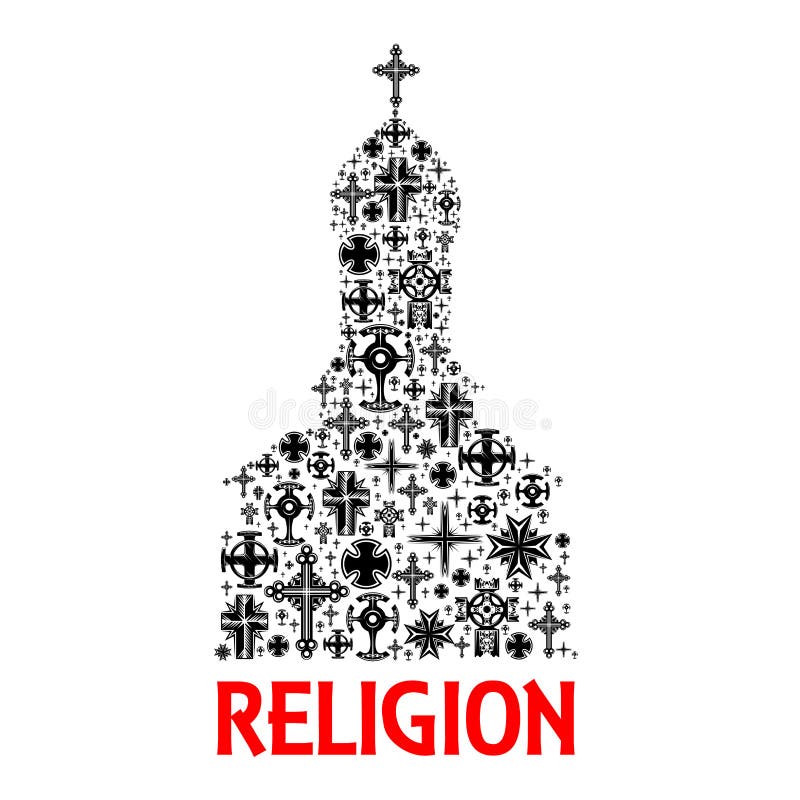 Icona della chiesa Simboli trasversali di Cristianità di religione illustrazione di stock Icona della chiesa Simboli trasversali di Cristianità di religione illustrazione di stock