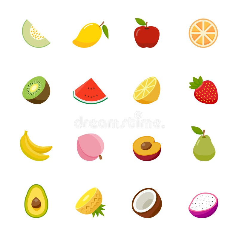 Icona della frutta. Progettazione piana di colori pieni. illustrazione vettoriale Icona della frutta. Progettazione piana di colori pieni. illustrazione vettoriale