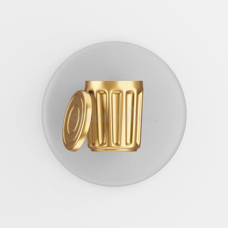 Icona della funzione di eliminazione dell'oro con il coperchio 3d rendering arrotondamento dell'interfaccia tasto tasto grigio del illustrazione di stock