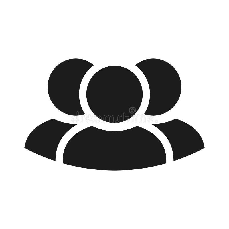 Icona della gente, lavoro di squadra, personale, associazione, segno per tre persone illustrazione di stock