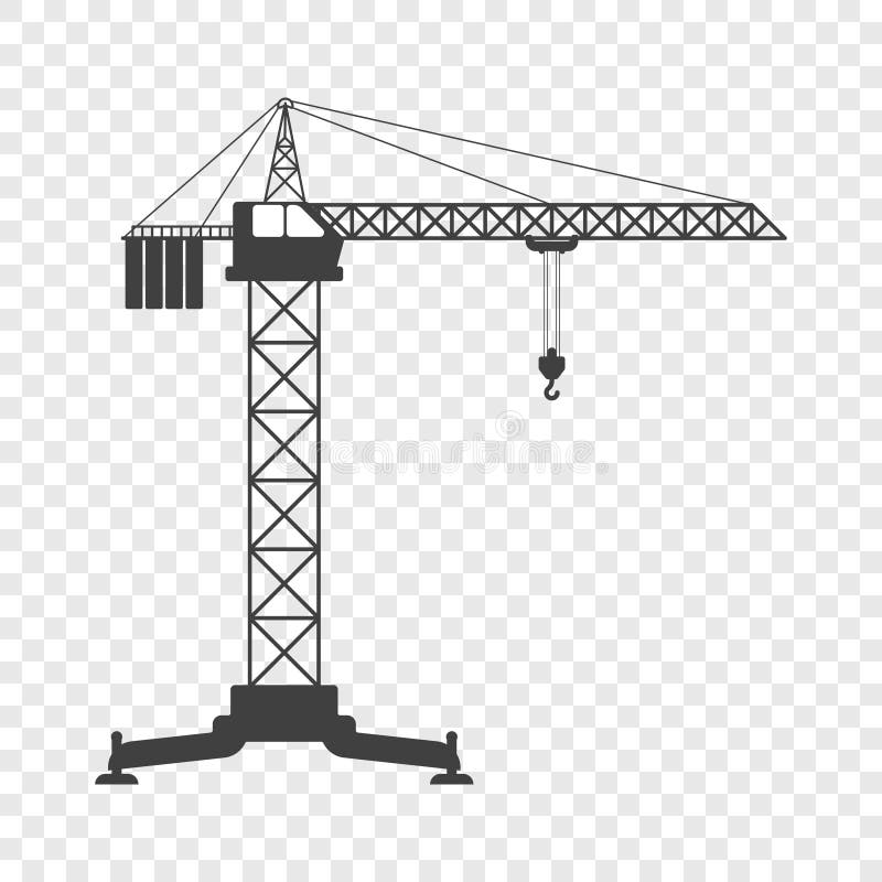 Icona della gru a torre Illustrazione di vettore su fondo trasparente illustrazione di stock