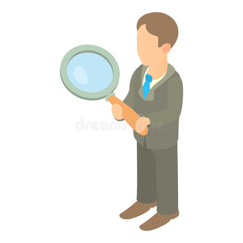 Icona della lente d'ingrandimento della tenuta dell'uomo d'affari illustrazione vettoriale Icona della lente d'ingrandimento della tenuta dell'uomo d'affari illustrazione vettoriale
