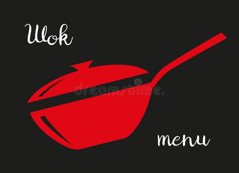 Icona della padella del wok su fondo nero illustrazione vettoriale Icona della padella del wok su fondo nero illustrazione vettoriale
