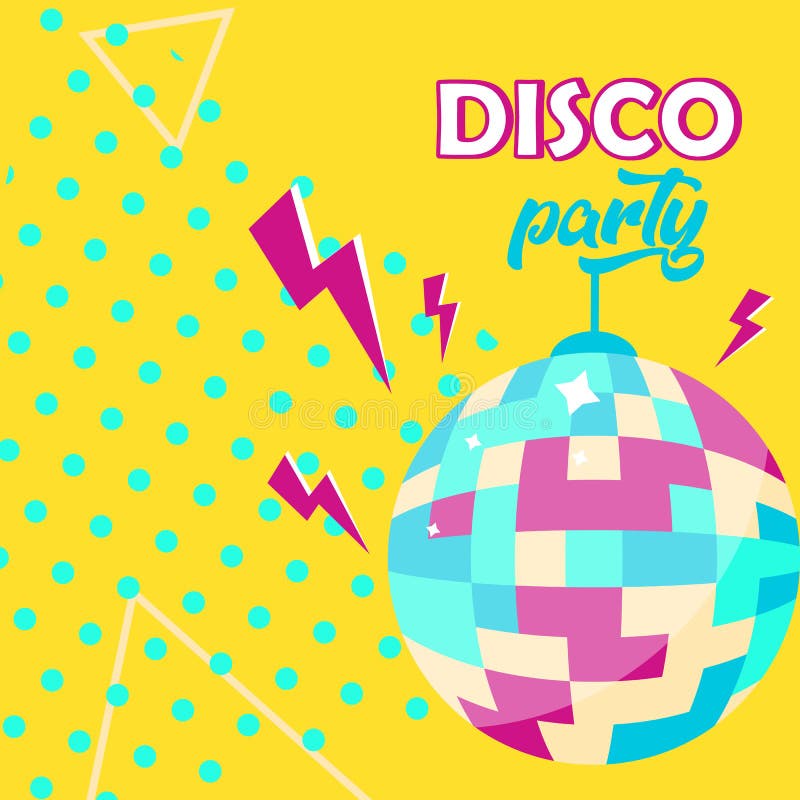 Icona della palla della discoteca Manifesto del partito di discoteca illustrazione di stock Icona della palla della discoteca Manifesto del partito di discoteca illustrazione di stock