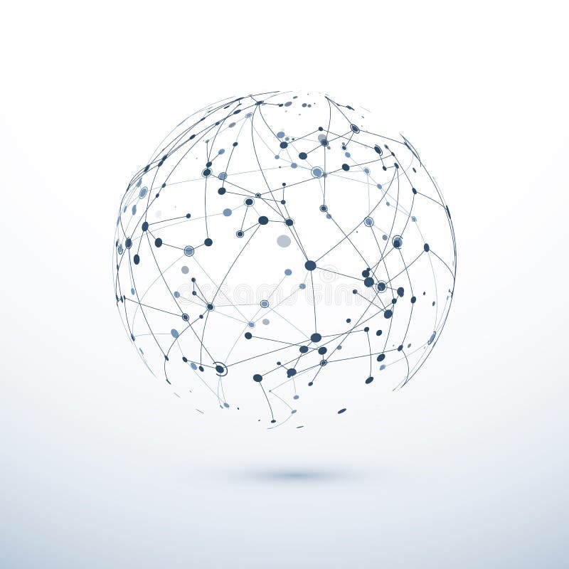Icona della rete globale Struttura astratta del World Wide Web Sfera con i nodi ed i collegamenti Vettore royalty illustrazione gratis