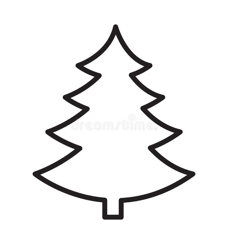 Icona della siluetta di vettore dell'albero di Natale del profilo isolata pianamente su fondo bianco royalty illustrazione gratis