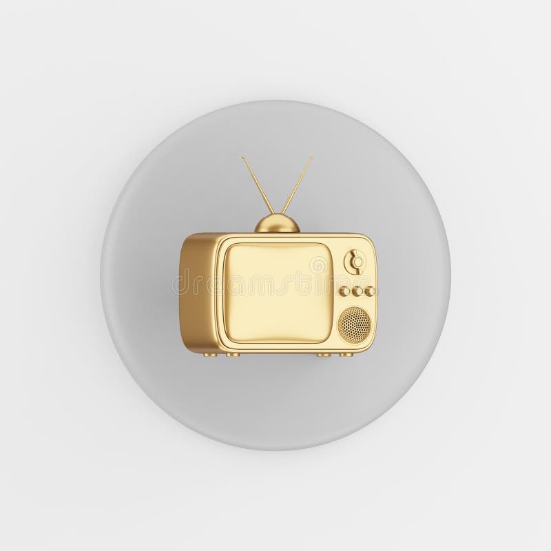 Icona della TV di vintage 3d rendering dell'interfaccia del pulsante chiave di colore grigio ui elemento ux illustrazione vettoriale