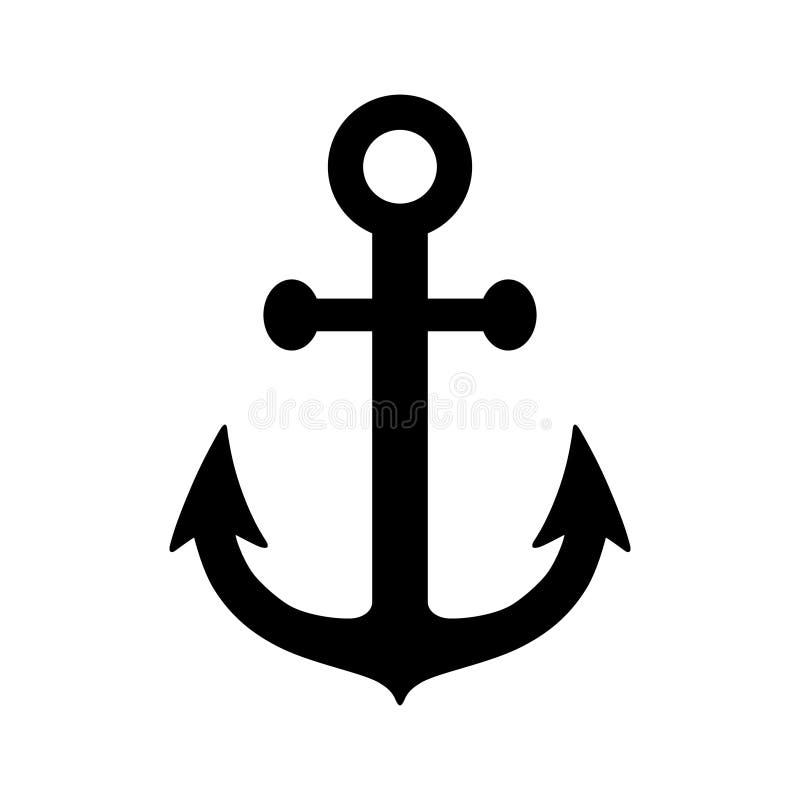 Icona di ancoraggio. ancoraggio di mare di silhouette. simbolo nero barca o nave isolata su fondo bianco. logo marino. progettazio illustrazione vettoriale