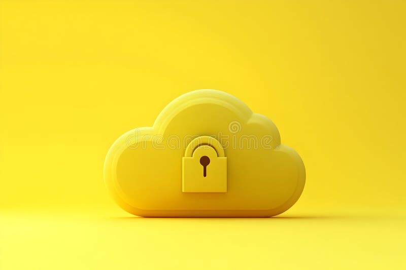 Icona di blocco cloud giallo che rappresenta la protezione online e la crittografia dei dati. aizione generativa royalty illustrazione gratis