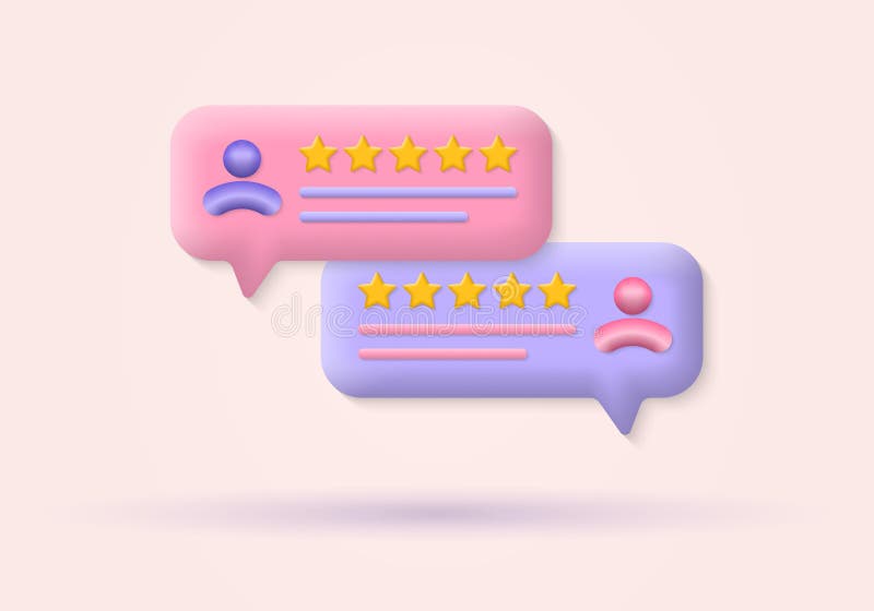 Review comment 3d icon. Customer feedback with stars speech bubble. Online comment, rate, chat concept. Vector illustration. Review comment 3d icon. Customer feedback with stars speech bubble. Online comment, rate, chat concept. Vector illustration