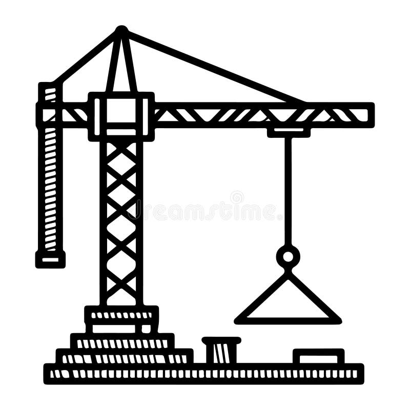 Icona Di Costruzione Di Gru Semplice Con Logo E Design Illustrativo. royalty illustrazione gratis