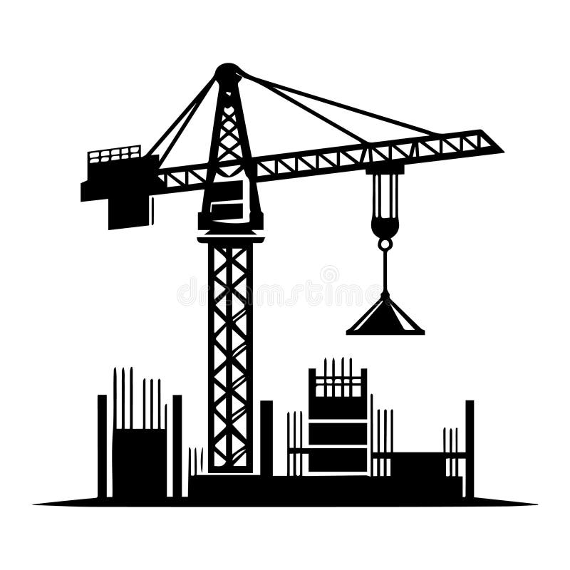Icona Di Costruzione Di Gru Semplice Con Logo E Design Illustrativo. illustrazione di stock